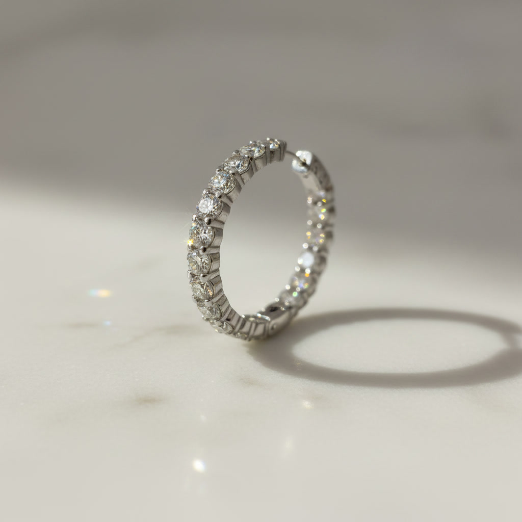 Diamond Hoop Earrings Macro