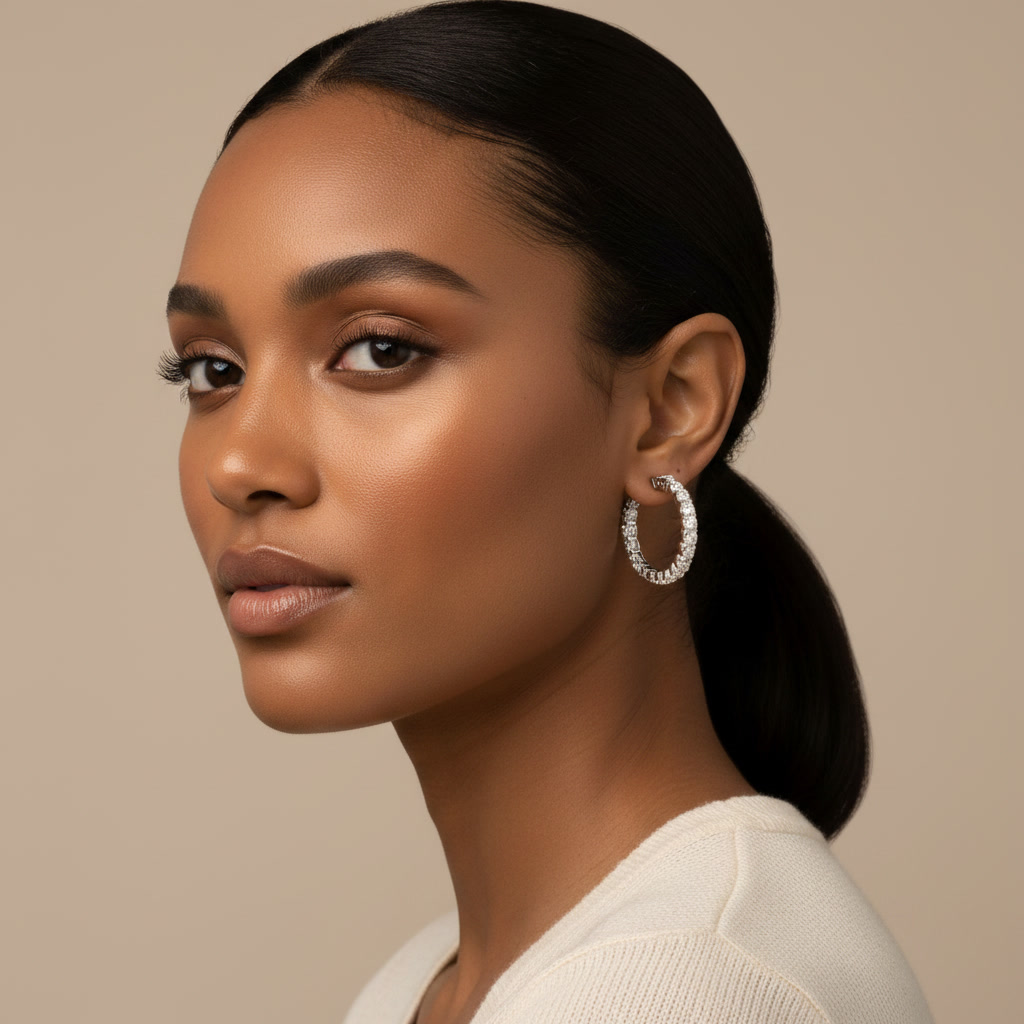 Diamond Hoop Earrings Lifestyle